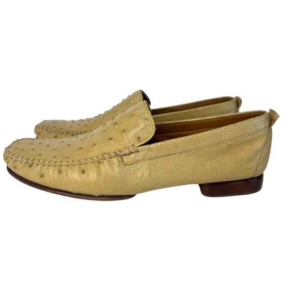 Mezlan Mens Ostrich Tan Slip On Loafer Size 11 US Spain Dress Driving Shoes